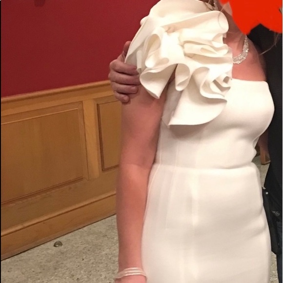 White Jovani Prom Dress - Picture 1 of 5